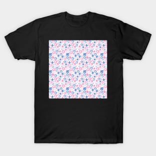 PINK AND BLUE HIBISCUS TROPICAL FLOWERS T-Shirt